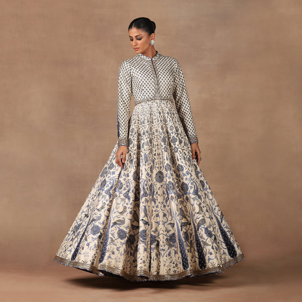 Blue - Ivory Anarkali Set | MURAQQA