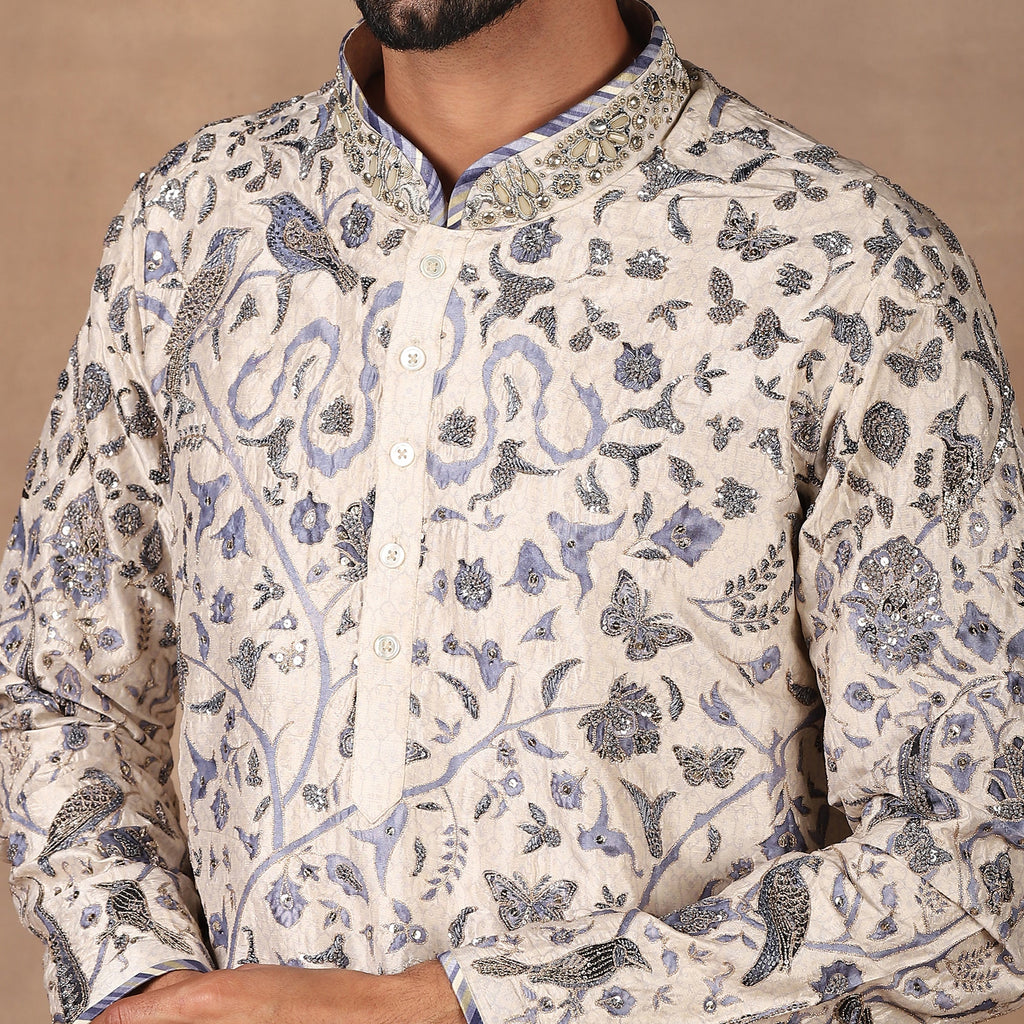Blue - Ivory Kurta Set | MURAQQA