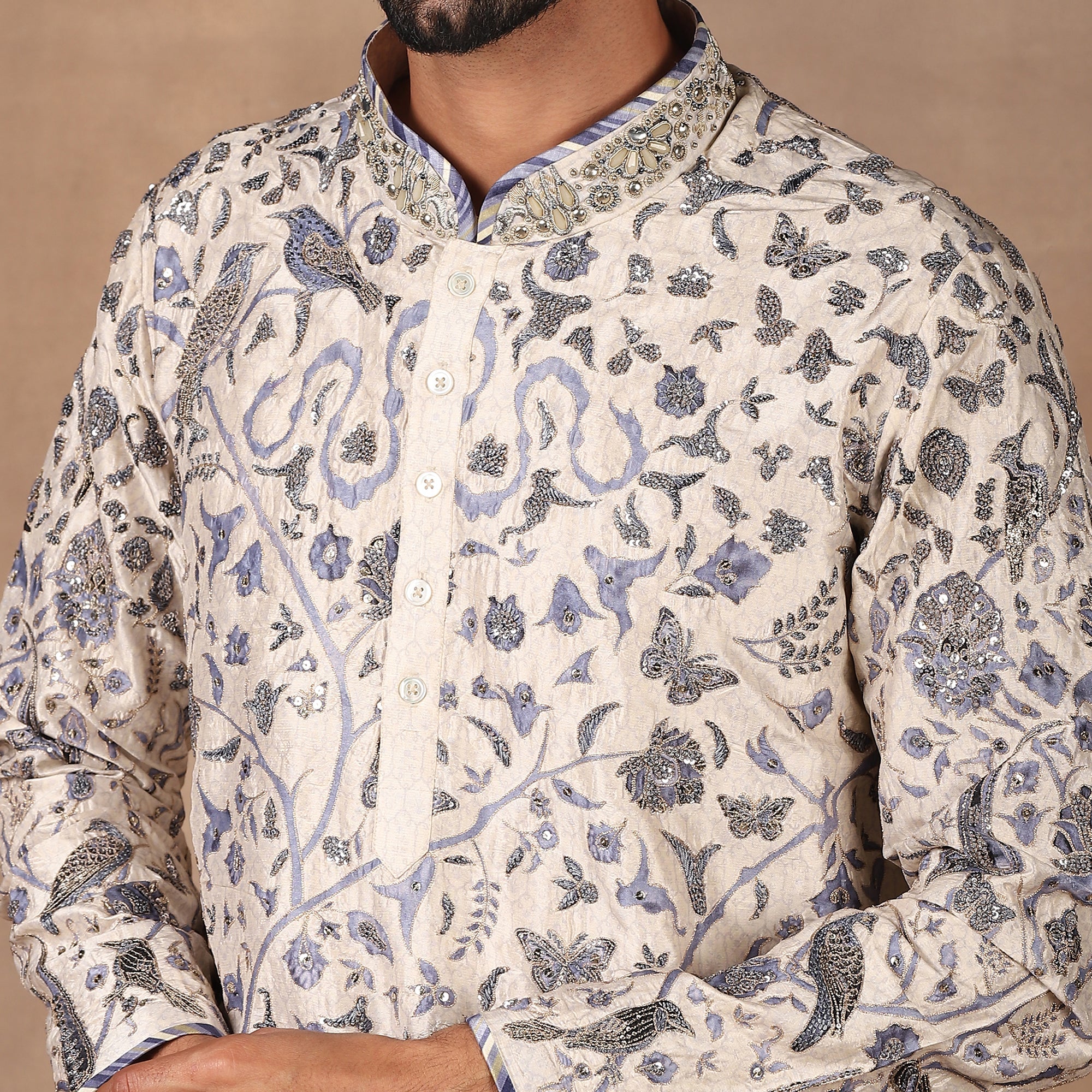 Blue - Ivory Kurta Set | MURAQQA