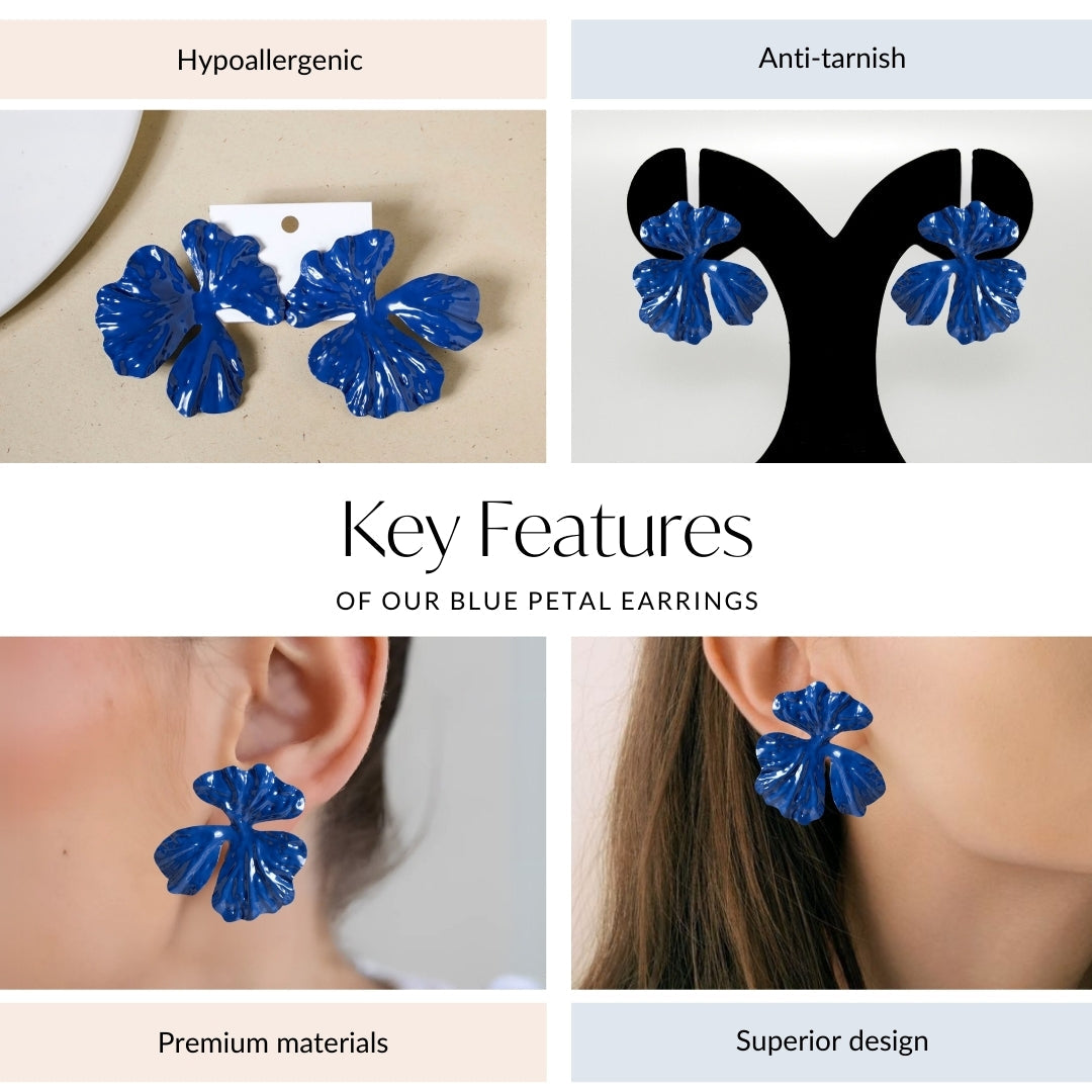 Blue Petal Earrings