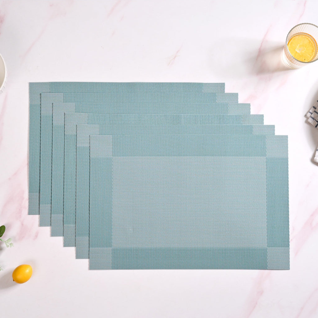 Blue Reversible Dining Table Mats Set Of 6