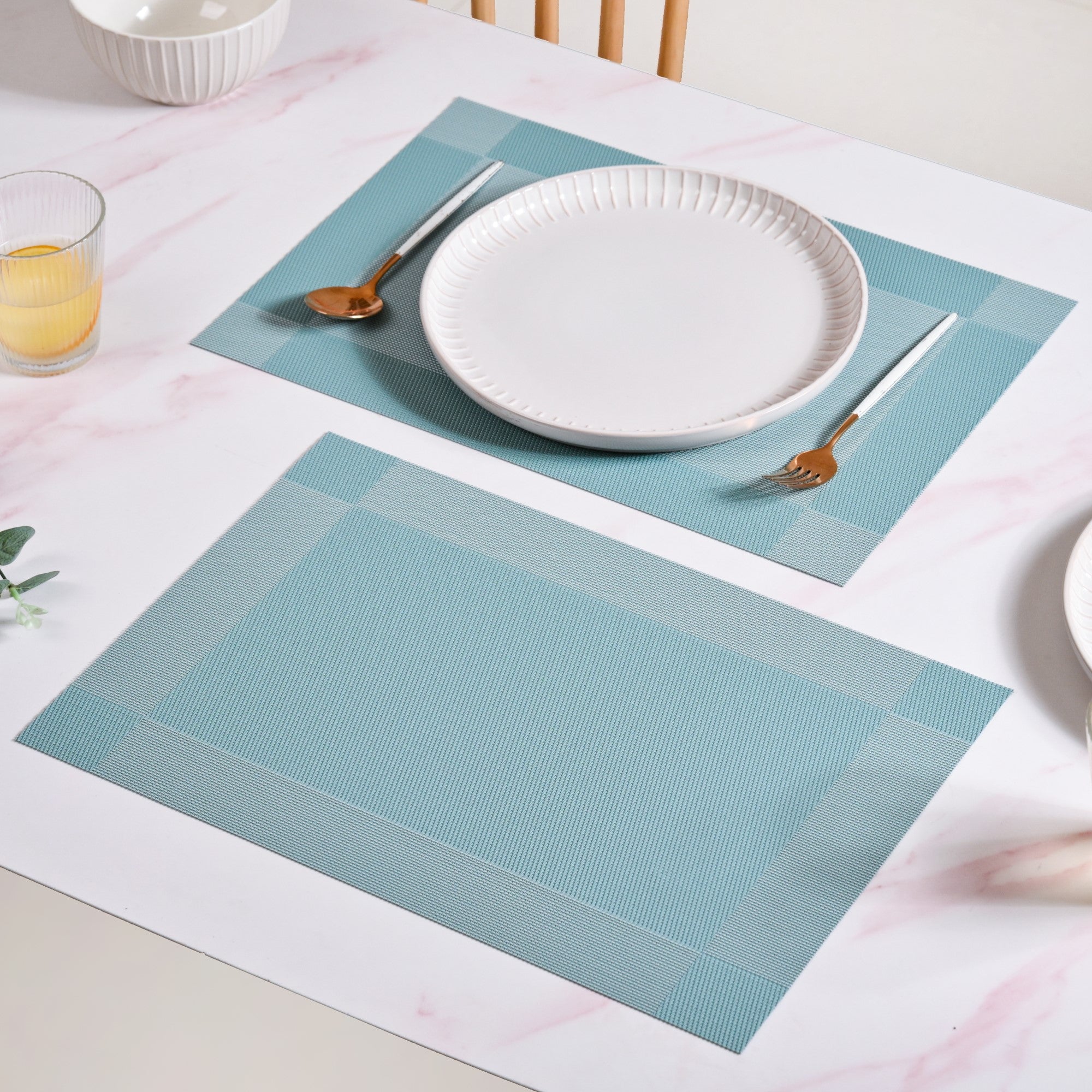 Blue Reversible Dining Table Mats Set Of 6
