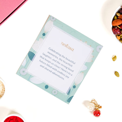 Green Kundan Lotus Rakhi Gift Set For Bhaiya Bhabhi