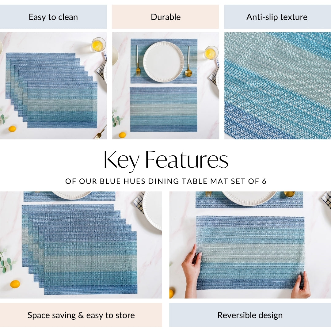Blue Hues Dining Table Mat Set Of 6