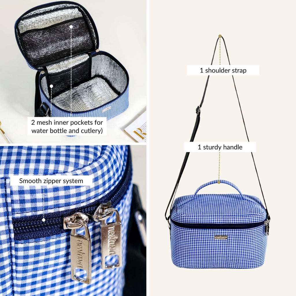 Blue Checkered Insulated Lunch Bag