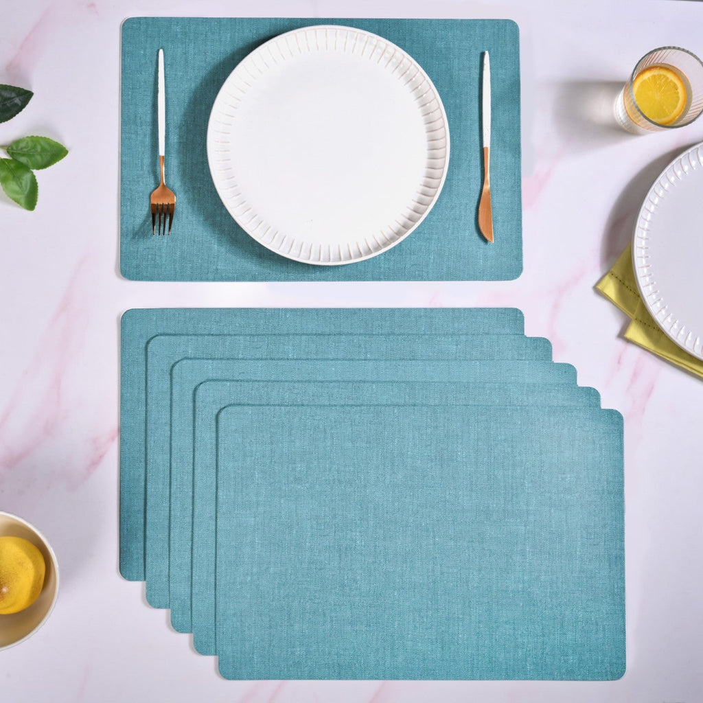Rectangle Blue Dinner Table Mat Set Of 6