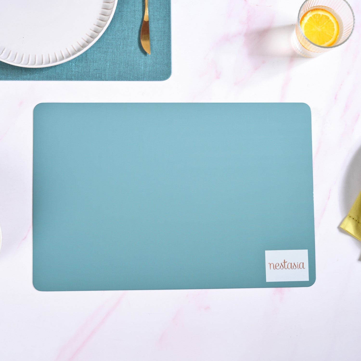 Rectangle Blue Dinner Table Mat Set Of 6