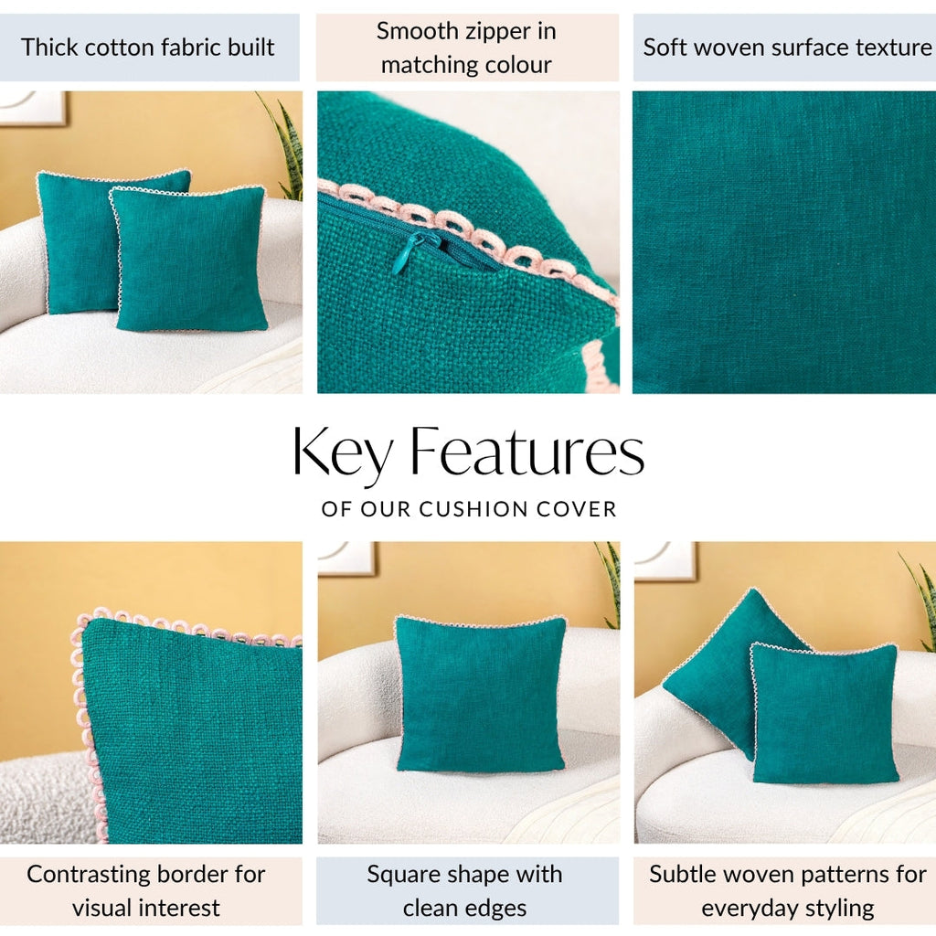 Bluebell Blush Cushion Covers With Looped Edging Set Of 2