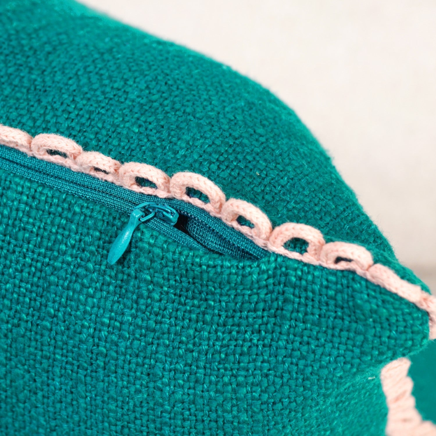 Bluebell Blush Cushion Covers With Looped Edging Set Of 2