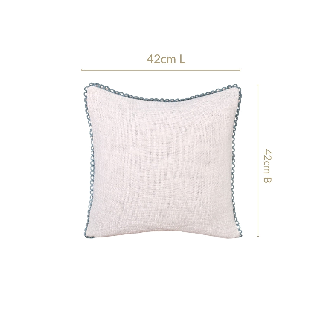 Blueline Lace Cotton Sofa With Looped Edging Set Cushion Cover Set Of 2