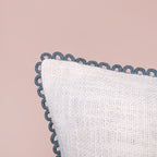 Blueline Lace Cotton Sofa With Looped Edging Set Cushion Cover Set Of 2