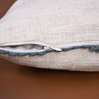 Blueline Lace Cotton Sofa With Looped Edging Set Cushion Cover Set Of 2