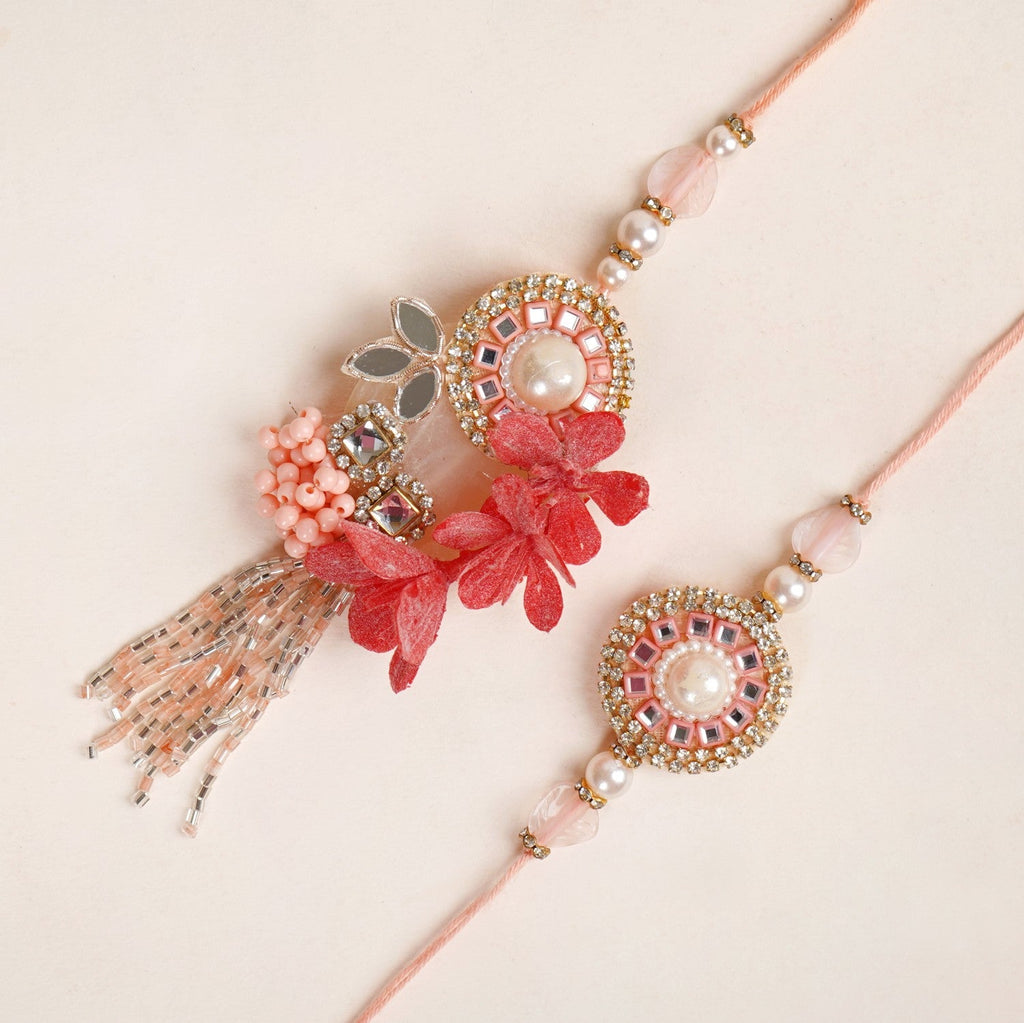 Blush Blossom Rakhi Lumba Set