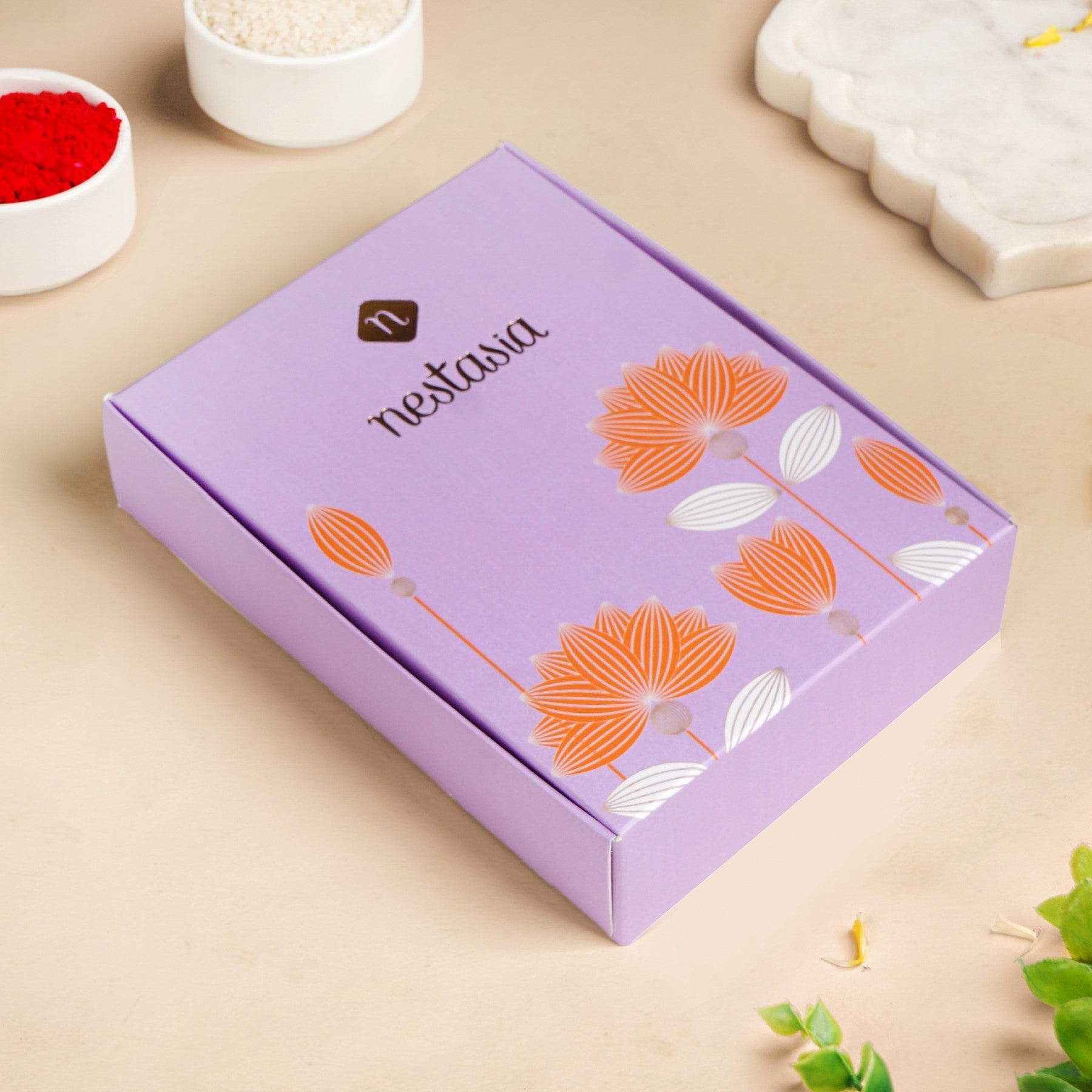 Blush Pink Floral Rakhi Lumba Set