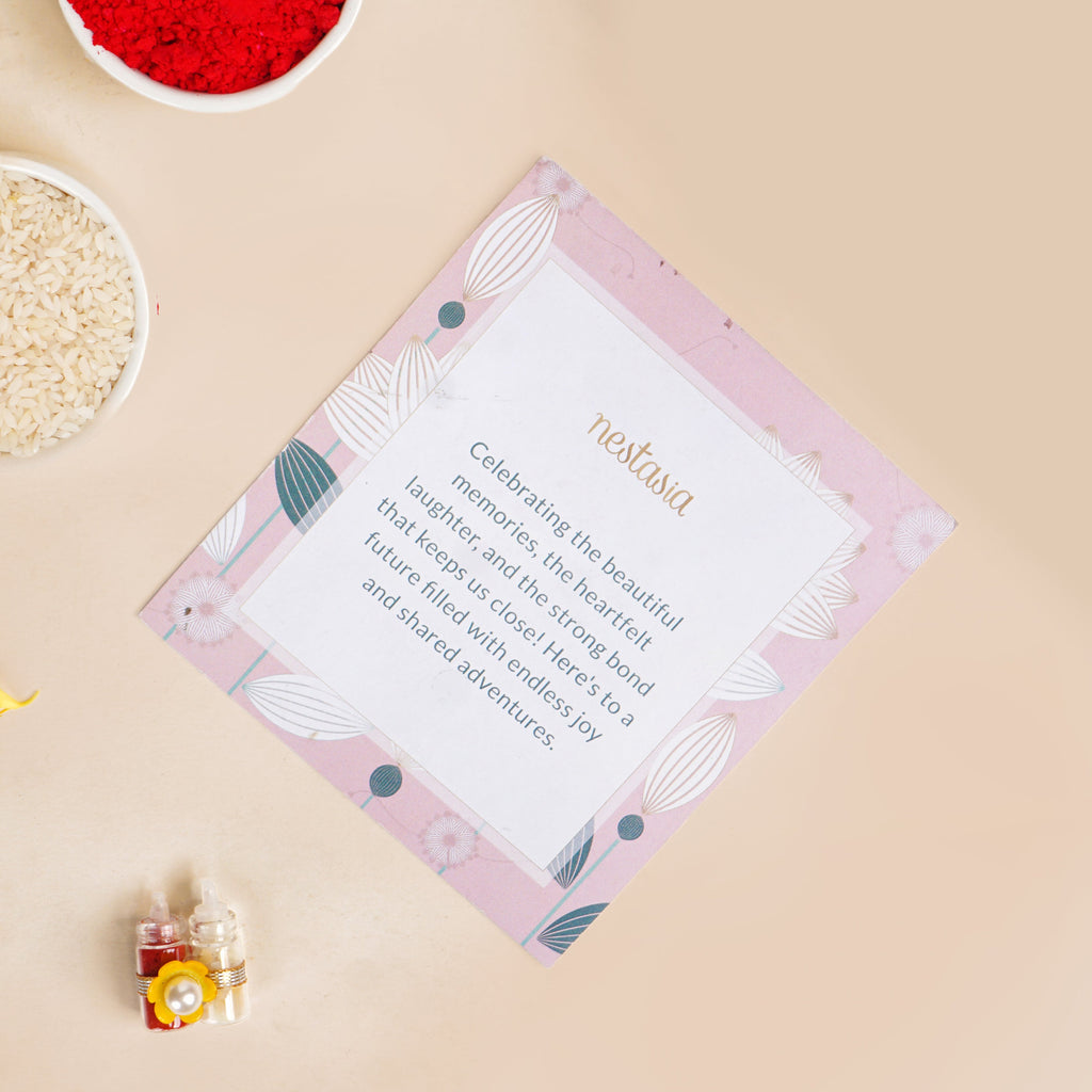 Blush Pink Floral Rakhi Lumba Set