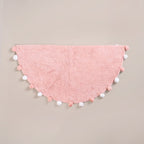 Blush Pink Pom Pom Pure Cotton Anti Slip Floor Mat 88x47cm