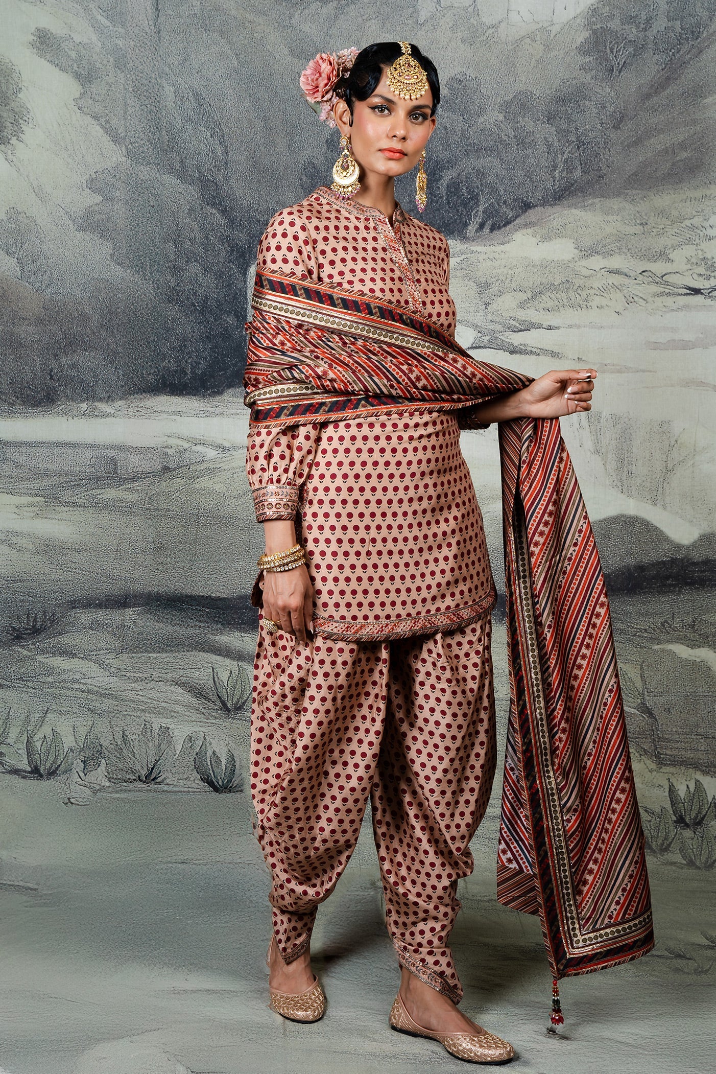 Blush Pink - Red Tunic Set | BARODA