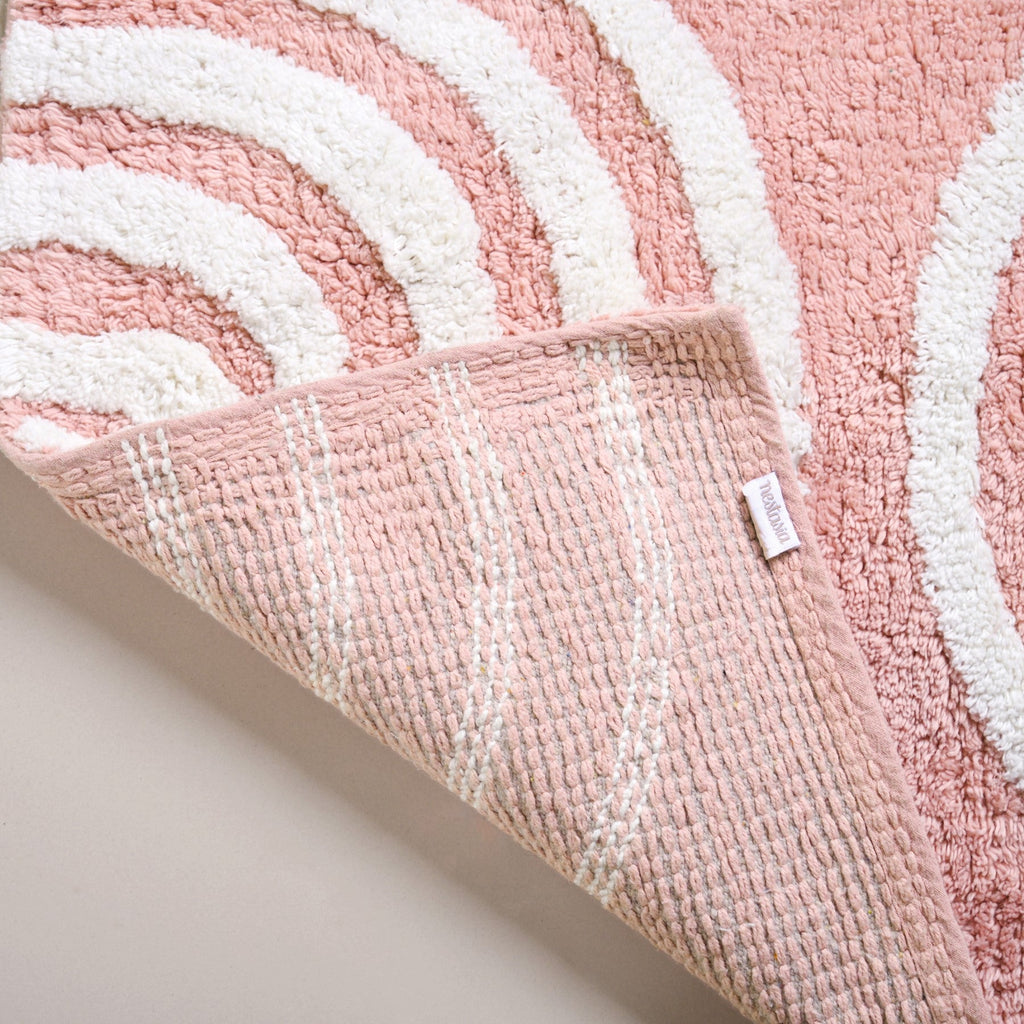 Blush Pink Anti Slip Tufted Cotton Floor Mat 82x52cm