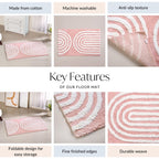 Blush Pink Anti Slip Tufted Cotton Floor Mat 82x52cm
