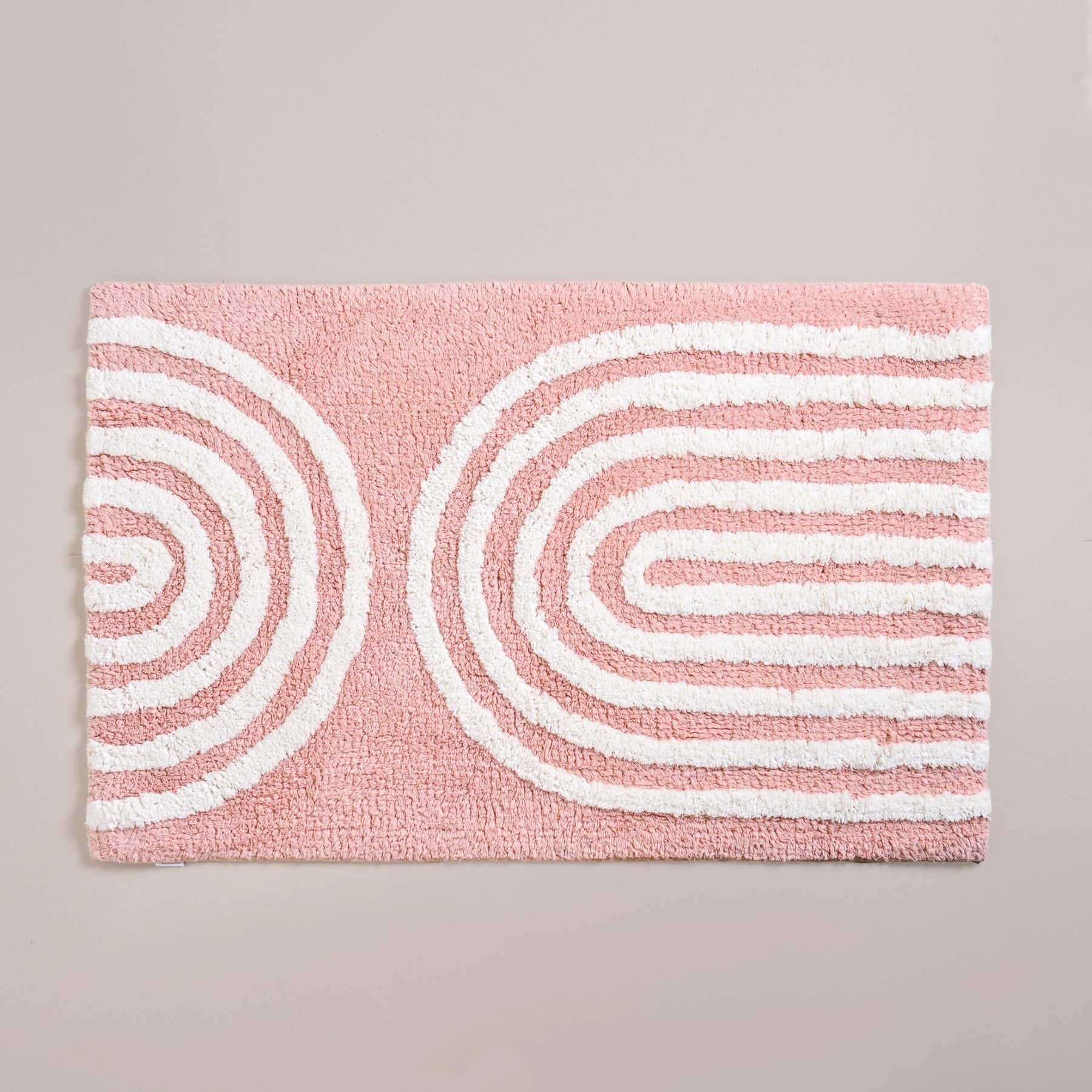 Blush Pink Anti Slip Tufted Cotton Floor Mat 82x52cm