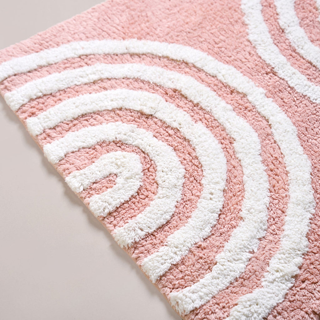 Blush Pink Anti Slip Tufted Cotton Floor Mat 82x52cm