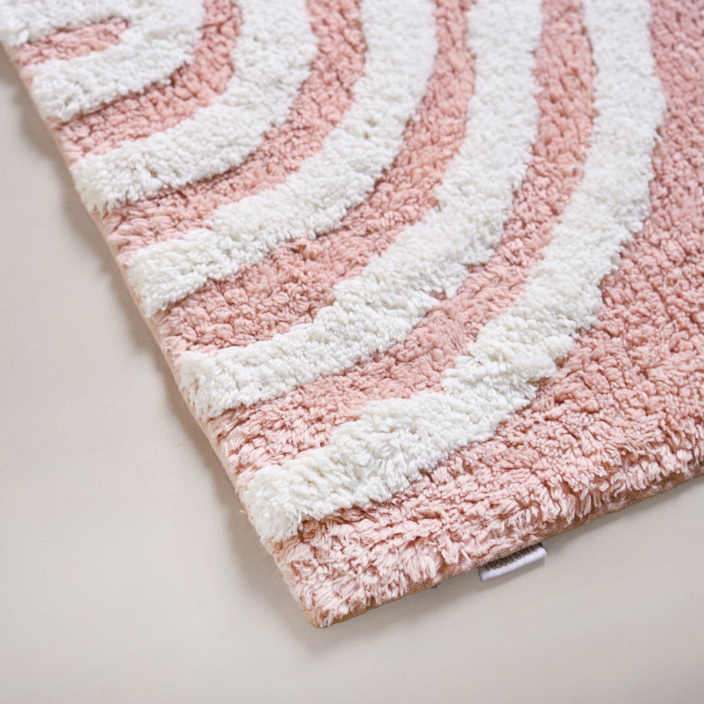 Blush Pink Anti Slip Tufted Cotton Floor Mat 82x52cm