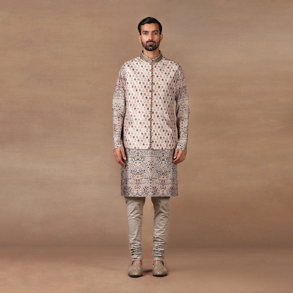 Blush Ivory Nehru Jacket Set | MURAQQA