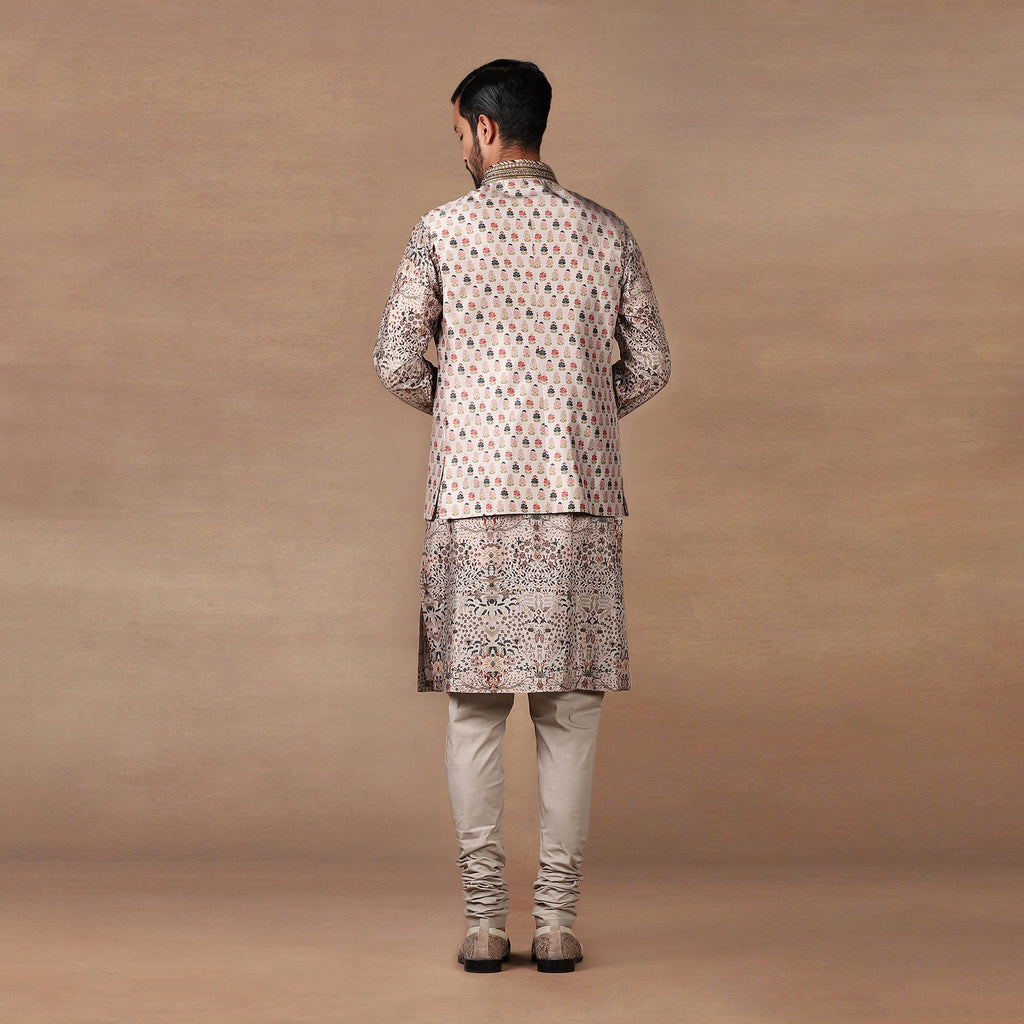 Blush Ivory Nehru Jacket Set | MURAQQA