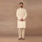 Blush Pink - Ivory Ombre Nehru Jacket Set | MURAQQA