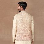 Blush Pink - Ivory Ombre Nehru Jacket Set | MURAQQA