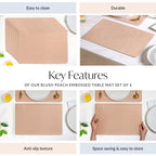Blush Peach Embossed Table Mat Set Of 6