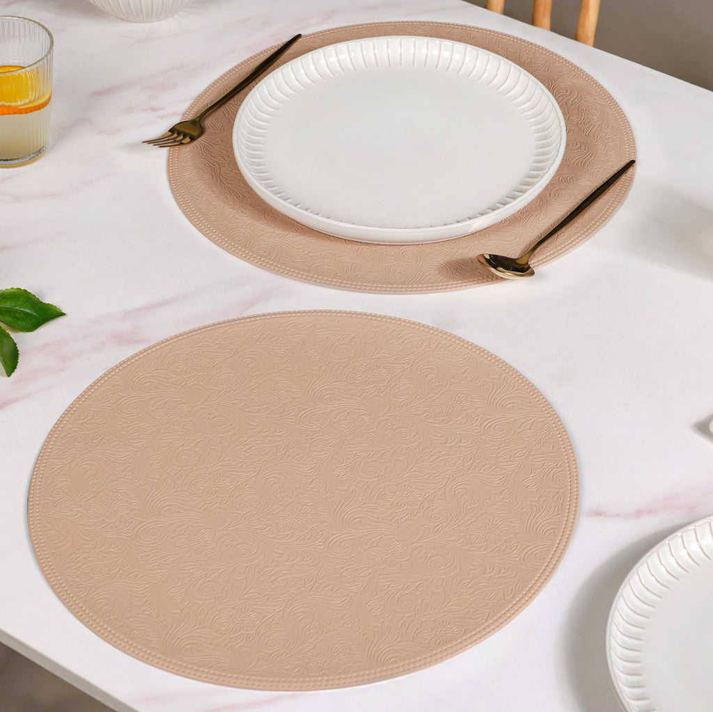 Blush Peach Round Table Mat Set Of 6