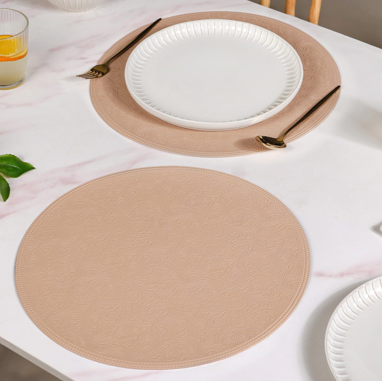 Blush Peach Round Table Mat Set Of 6