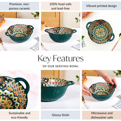Mandala Melange Serving Bowl Green 1500ml