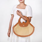 Rattan Tan Basket Tote Bag