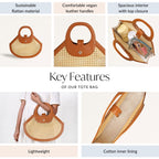 Rattan Tan Basket Tote Bag