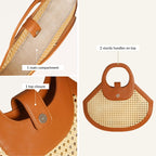 Rattan Tan Basket Tote Bag