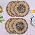 Boho Black Mandala Table Mat Set Of 6
