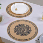 Boho Black Mandala Table Mat Set Of 6