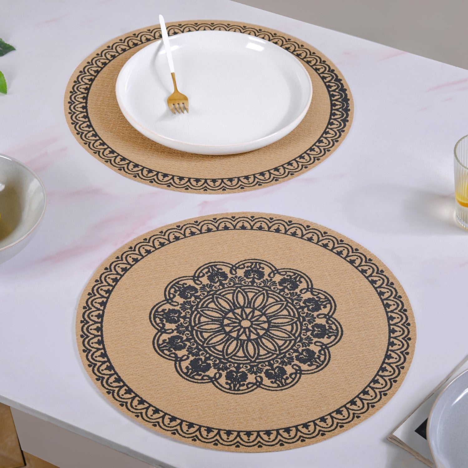 Boho Black Mandala Table Mat Set Of 6