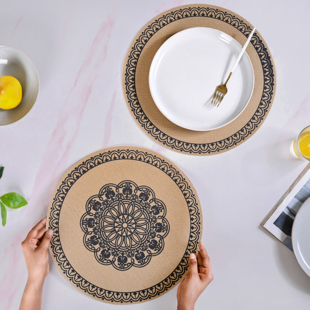 Boho Black Mandala Table Mat Set Of 6