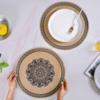Boho Black Mandala Table Mat Set Of 6