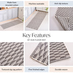 Boho Weave Floor Runner Cotton Mat Brown White 134x50cm