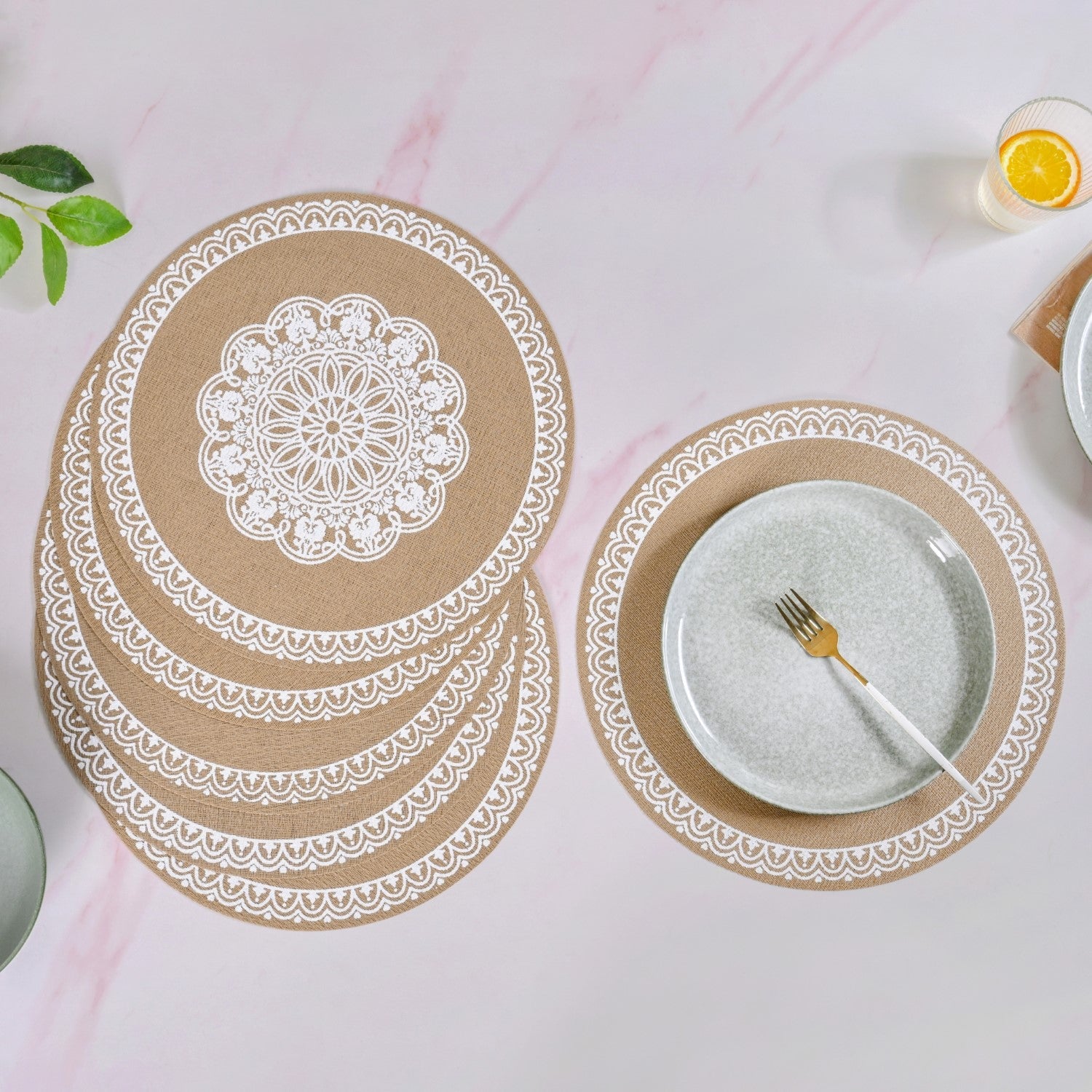 Boho White Mandala Table Mat Set Of 6