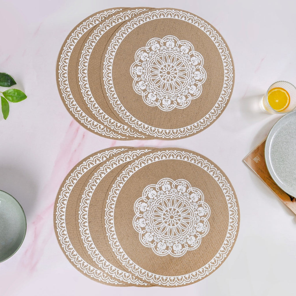Boho White Mandala Table Mat Set Of 6