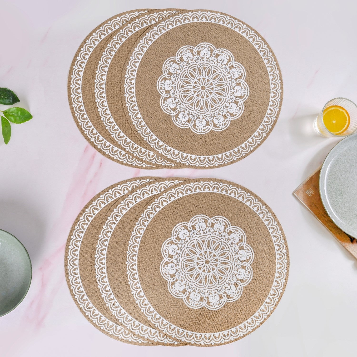Boho White Mandala Table Mat Set Of 6