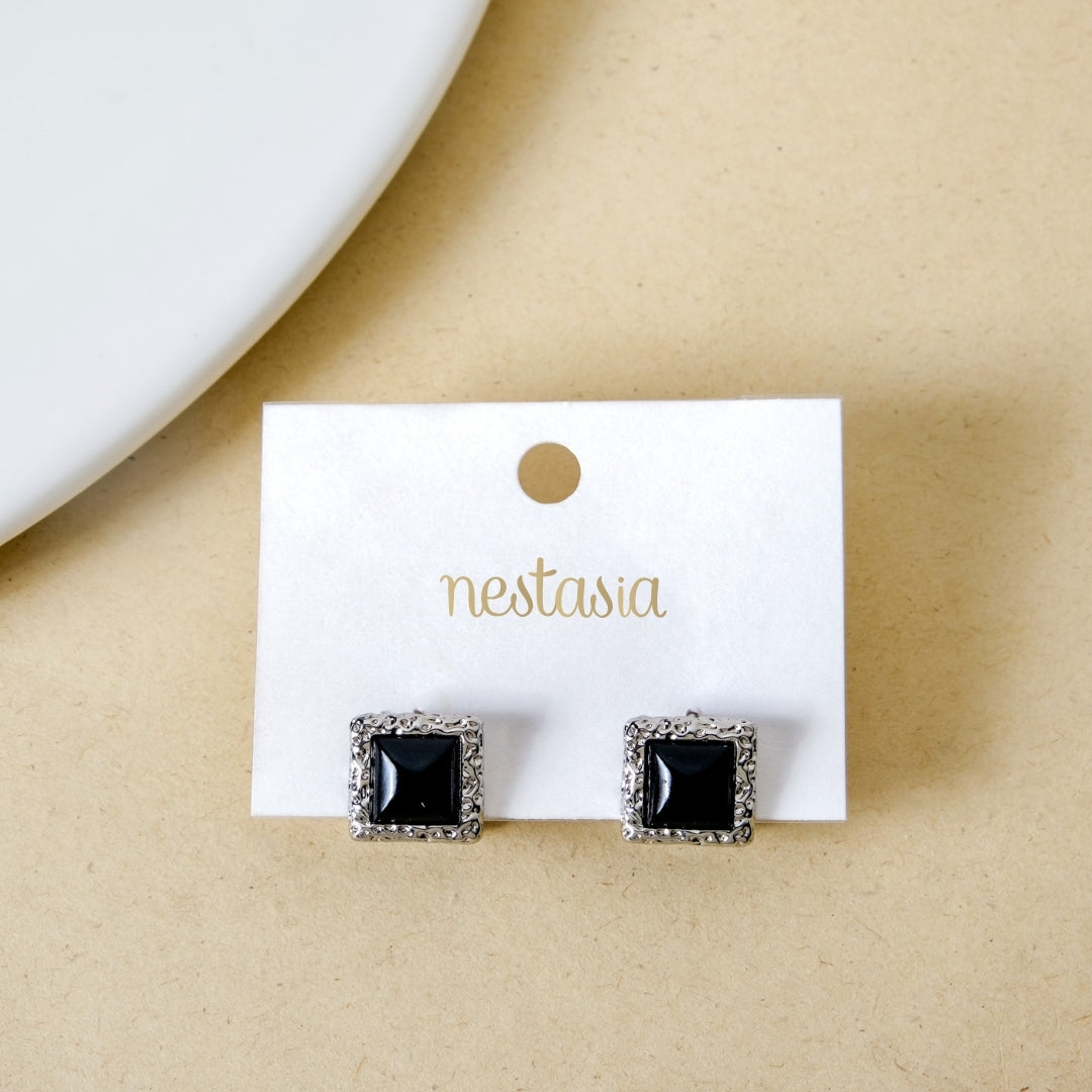 Bold Black Silver Studs