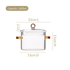 Borosilicate Cooking Pot With Amber Handles 1600ml