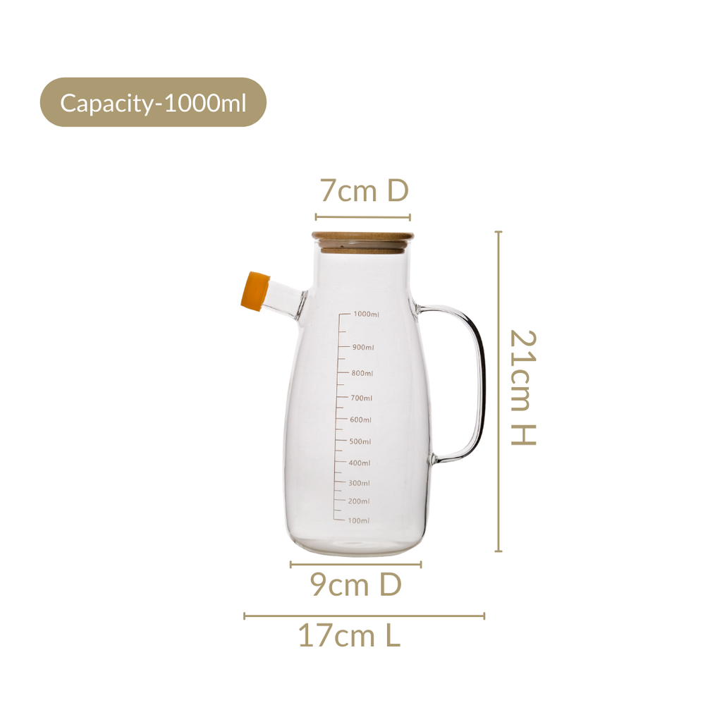 Borosilicate Glass Kitchen Oil Dispenser 1000ml