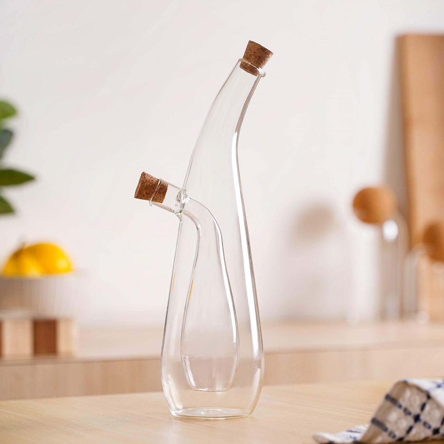 Droplet Style Two In One Balsamic Vinegar Oil Glass Bottle